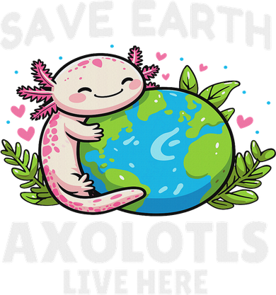Save Earth Axolotl Design Funny Animal Earth Day Kids T-Shirt