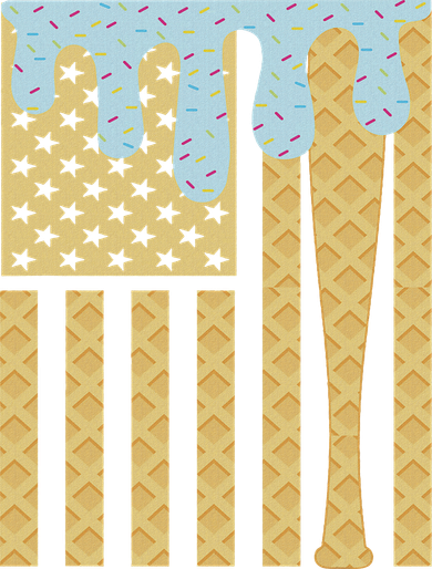 Baseball Drip Bat Dripping Ice Cream American Flag Button