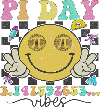 Happy Pi Day 3. 14 Vibes Cute Smile Face Pi Day Kids T-Shirt