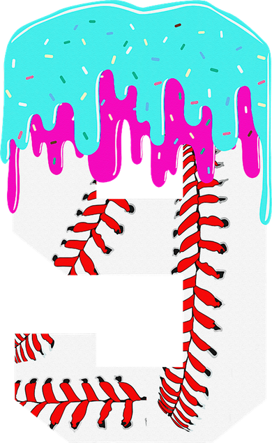 Baseball Drip 9 Year Old 9th Birthday Jersey Number 9 Doggie Tank