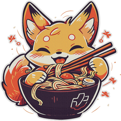 Cute Japanese Anime Kawaii Fox Eating Ramen Ns Tank Top