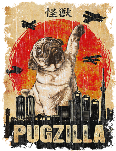 Japanese Kaiju Retro Vintage Funny Pugzilla Pug Women's Hoodie