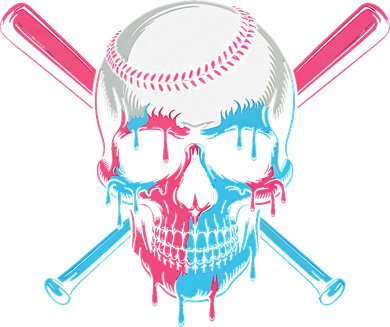 Ice Cream Baseball Fun Summer Sports Dessert Dripping Skull Women's Long Sleeve Shirt