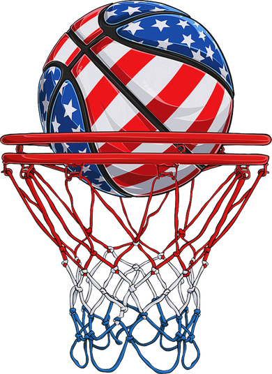 Basketball American Patriotic 4th Of July Us Flag Kids T-Shirt