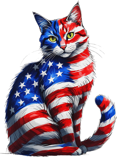 Funny Cute Cat Green Eyes Cat USA Flag 4th Of July Tote Bag