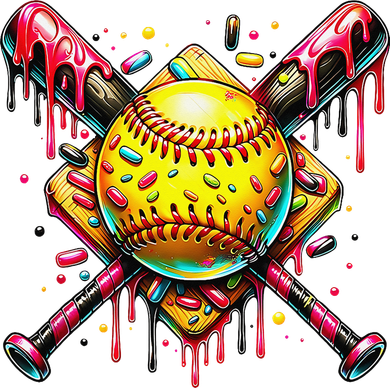 Softball Bat Ice Cream Dripping Baseball Home Plate Drip Kids Sweatshirt