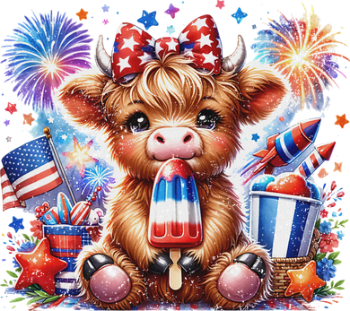 4th Of July Highland Cow Popsicle Firework Usa American Toddler Hoodie