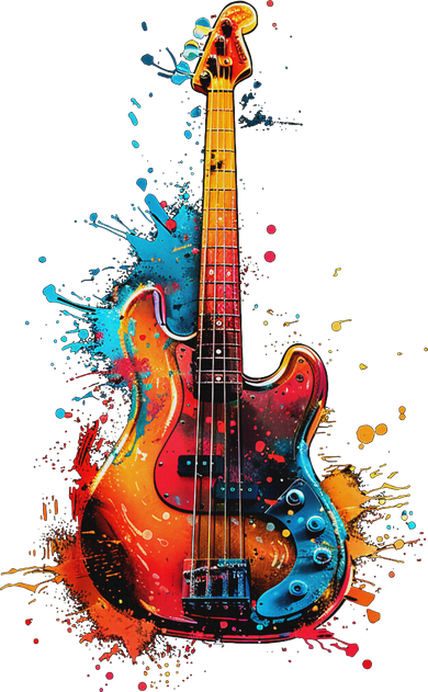 Bass Guitar Instrument On Colorful Painted Bass Guitar Women's Long Sleeve Shirt