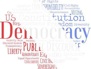 Democracy Word Cloud Art Election Red White And Blue Baby Bodysuit