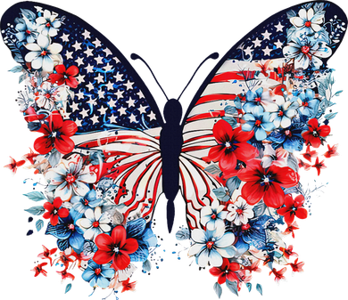 Cute Butterfly Flower Red White Blue Us Flag 4th Of July Women's Sweatshirt