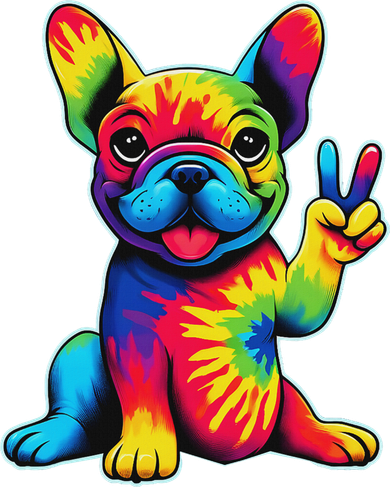French Bulldog Tie Dye Frenchie Dog Lovers Peace Sign Hippie Kids Long Sleeve Shirt