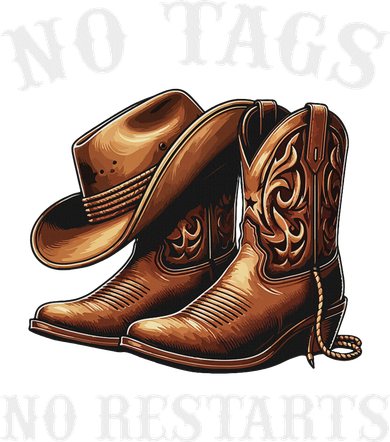 No Tags No Restarts Cowboy Hat Boots Line Dancing Western Tank Top