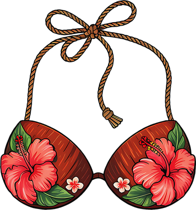 Coconut Bra Flower Boobs Funny Coconut Summer Aloha Beach Women's T-Shirt