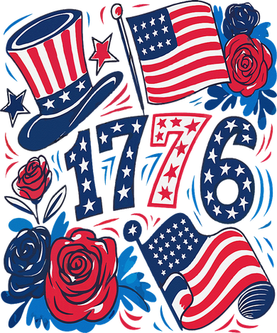 America 1776 4th Of July Independence Day Boho Flower Women's Long Sleeve Shirt