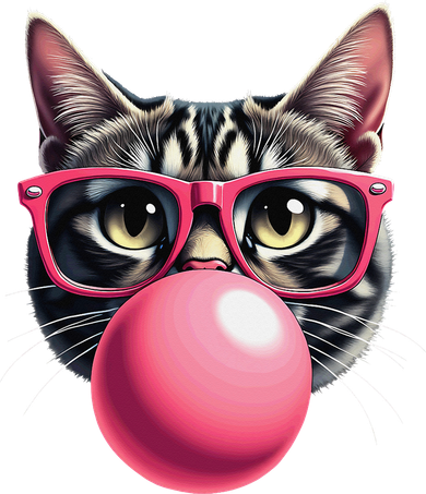 Cute Cat Blowing Bubble Gum Hooded Wearable Blanket