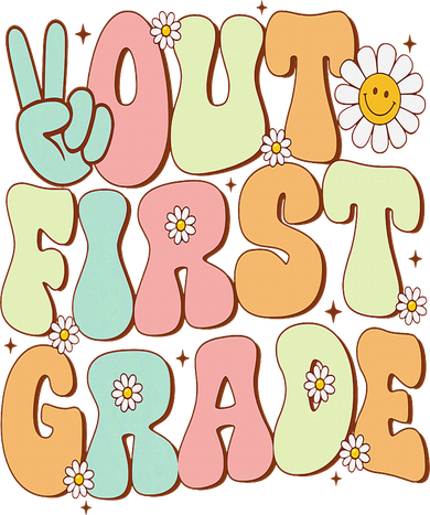 Peace Out First Grade Groovy Graduation Last Day Of School Women's Hoodie