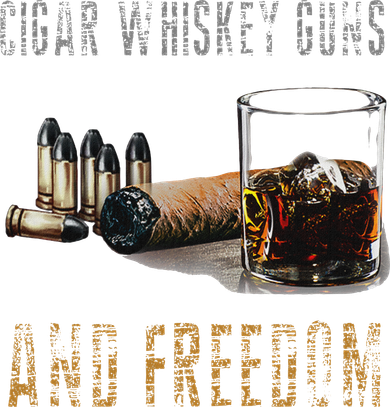Cigars Whiskey Guns & Freedom Funny Vintage Bucket Hat
