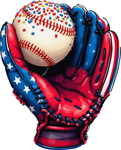 Patriotic Baseball Glove Drip Ice Cream Sprinkles 4th July Toddler T-Shirt