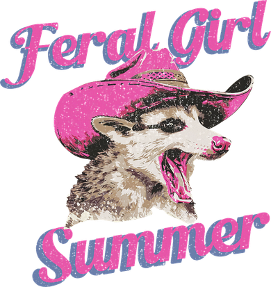 Feral Girl Summer Retro Possum Funny Meme Toddler Long Sleeve