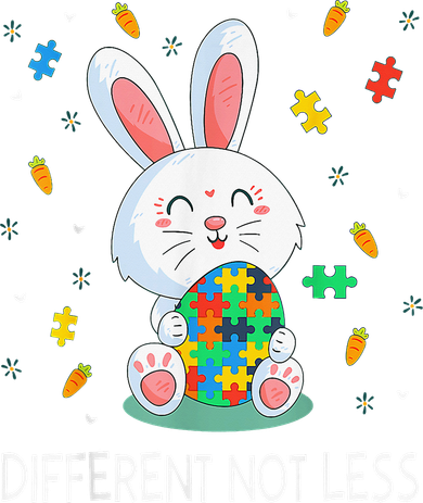 Bunny Easter Eggs Piece Autistic Different Not Less T-Shirt