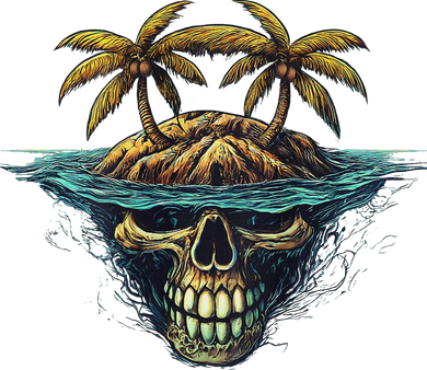 Cool Island Palm Trees Skull Beach Pirate Nautical Toddler T-Shirt