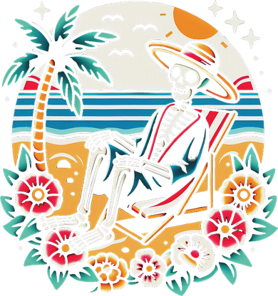 Skeleton On The Beach Traditional Tattoo Artist Inked Kids Hoodie