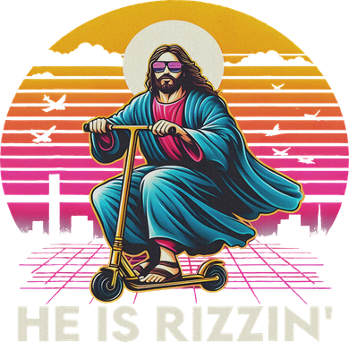 He Is Rizzen Jesus Is Rizzen Cool Jesus Jesus Has Rizzen Button