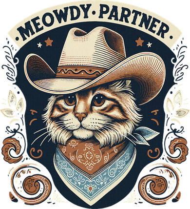 Meowdy Partner Cat Cowboy Hat Howdy Funny Country Western Toddler Long Sleeve