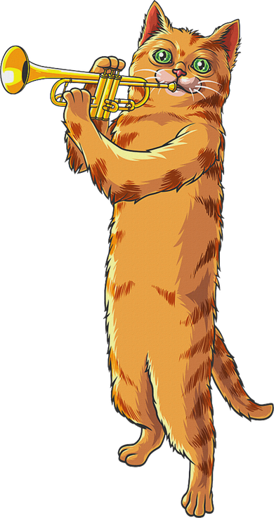 Cool Animal Pun Instrument Music Player Designs Funny Cat Playing Trumpet Gift Cute Kitten Musicia Golf Towel