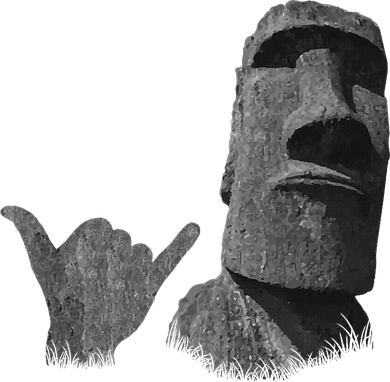 Funny Easter Island Rapa Nui Moai Statue Surfer Shaka Sign Ornament