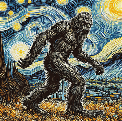 Funny Bigfoot Starry Night Sasquatch Van Gogh Sky Painting Doggie Tank