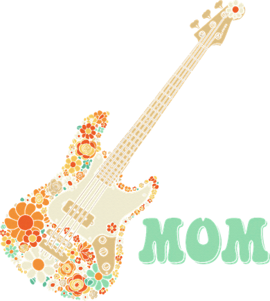 Retro Flower Bass Guitar Mom Grandma Mothers Day Kids Long Sleeve Shirt