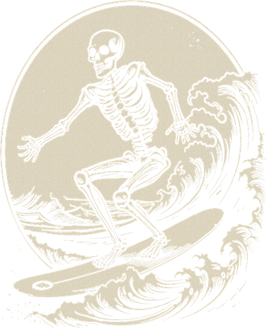 Skeleton Surfer Vintage Big Wave Surfing Funny Halloween Toddler T-Shirt