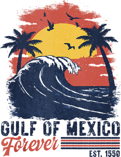 Gulf Of Mexico Forever Retro Beach Wave Vintage Sunset Gift Ceramic Ornament