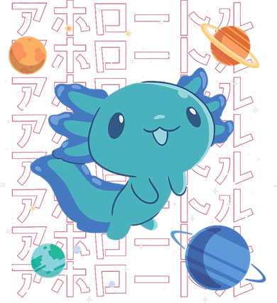 Kawaii Axolotl In Space With Planets Cute Japanese Science Women's T-Shirt