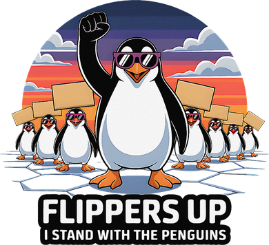 Flippers Up I Stand With Penguins Against Tariffs USA Doggie Tank