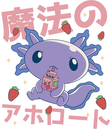 Kawaii Axolotl Strawberry Milk Shake Japanese Anime Women's Hoodie