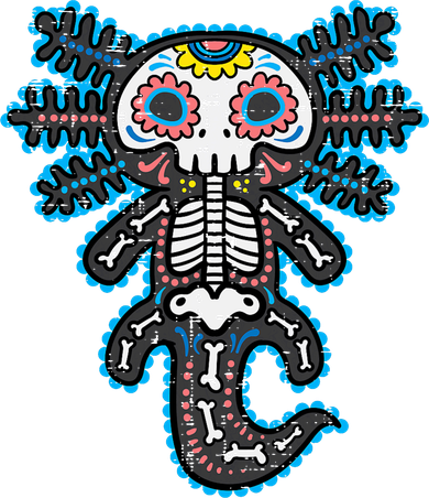 Sugar Skull Axolotl Skeleton Halloween Dia De Los Muertos  Doddie Hoodie
