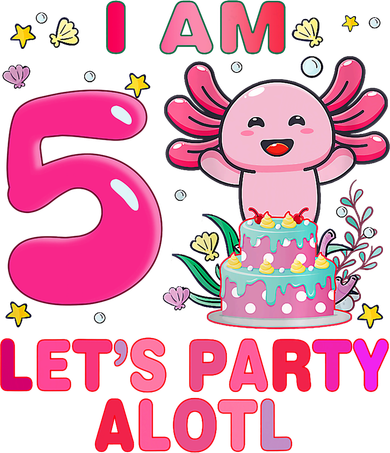 I M 5 Lets Party Alotl Axolotl Kawaii Birthday Women's Long Sleeve Shirt