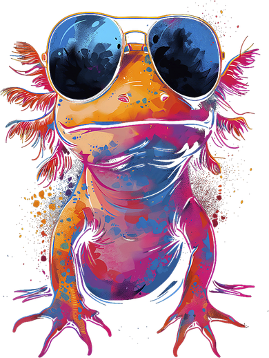 Vintage Colorful Axolotl Art With Sunglass - Cute Axolotl  Tote Bag