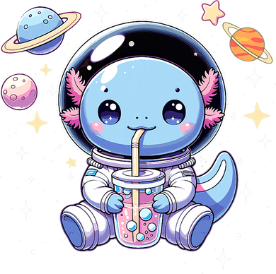 Kawaii Axolotl Bubble Tea Boba Tea Astronaut Space Axolotl Tote Bag