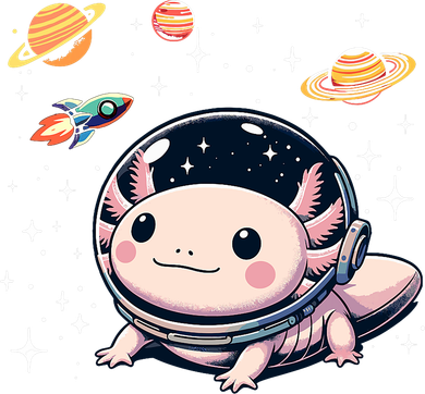 Axolotl Kawaii Cute Axolotls Astronaut Planets Space Women's Long Sleeve Shirt