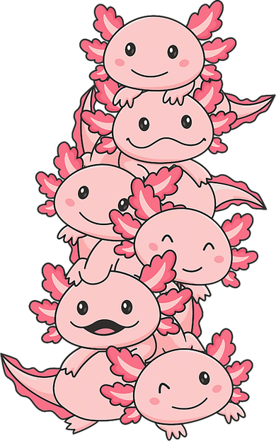Axolotl Pile Cute Animals Kawaii Anime Funny Axolotl Backpack
