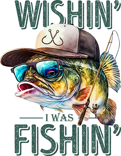 Wishin' I Was Fishin'  – Funny Fishing , Angler Humor Gift For Outdoors Lovers Kids Long Sleeve Shirt