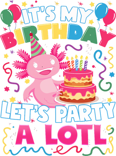 Cute Axolotl Its My Birthday Lets Party  Kids Sweatshirt