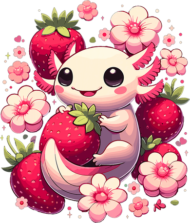 Cute Axolotl Kawaii Anime Axolotl Strawberry Women's Tank Top