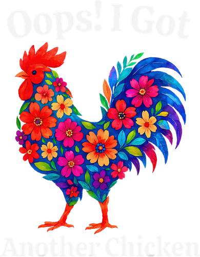 Floral Rooster Farm Animal Funny Oops I Got Another Chicken Button