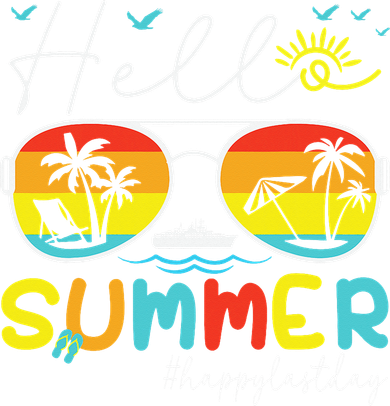 Hello Summer Happy Last Day Of School Teacher Student 7 Panel Mesh Trucker Snapback Hat