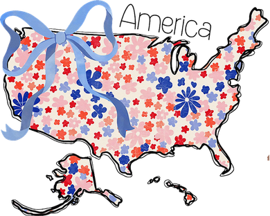 Floral America Coquette Bow USA Map 4th Of July Patriotic Doddie Hoodie