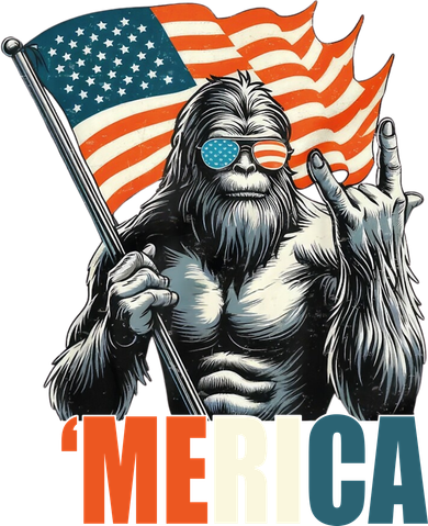 Bigfoot Merica Rock American Flag Patriotic 4th Of July Doddie Hoodie